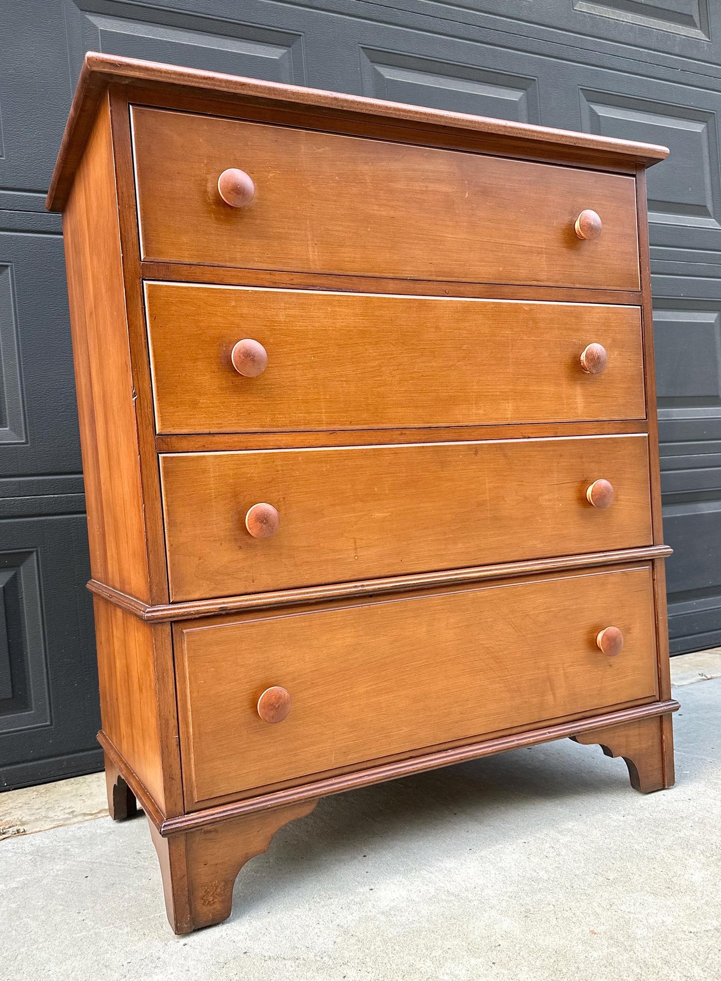 Vintage Mid 20th Century Solid Wood Colonial Chest of Drawers 34" Wide