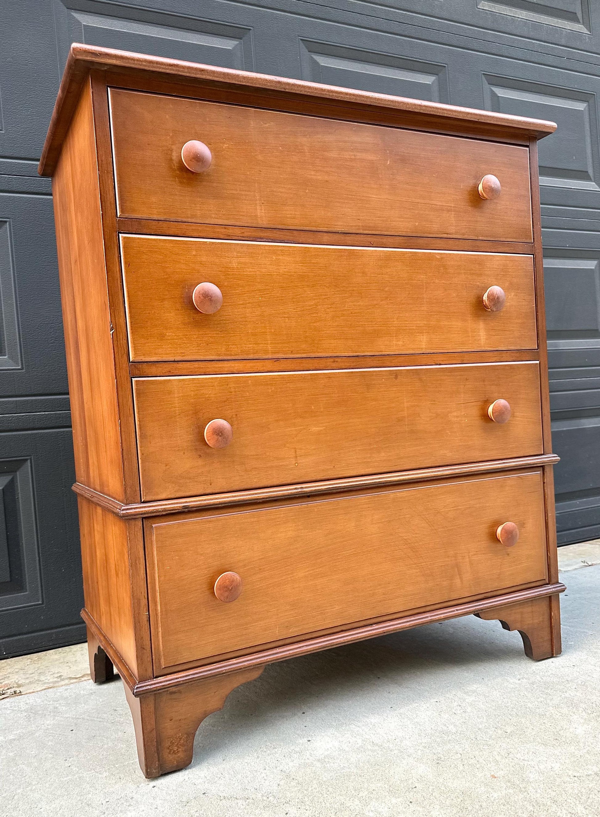Vintage Mid 20th Century Solid Wood Colonial Chest of Drawers 34" Wide
