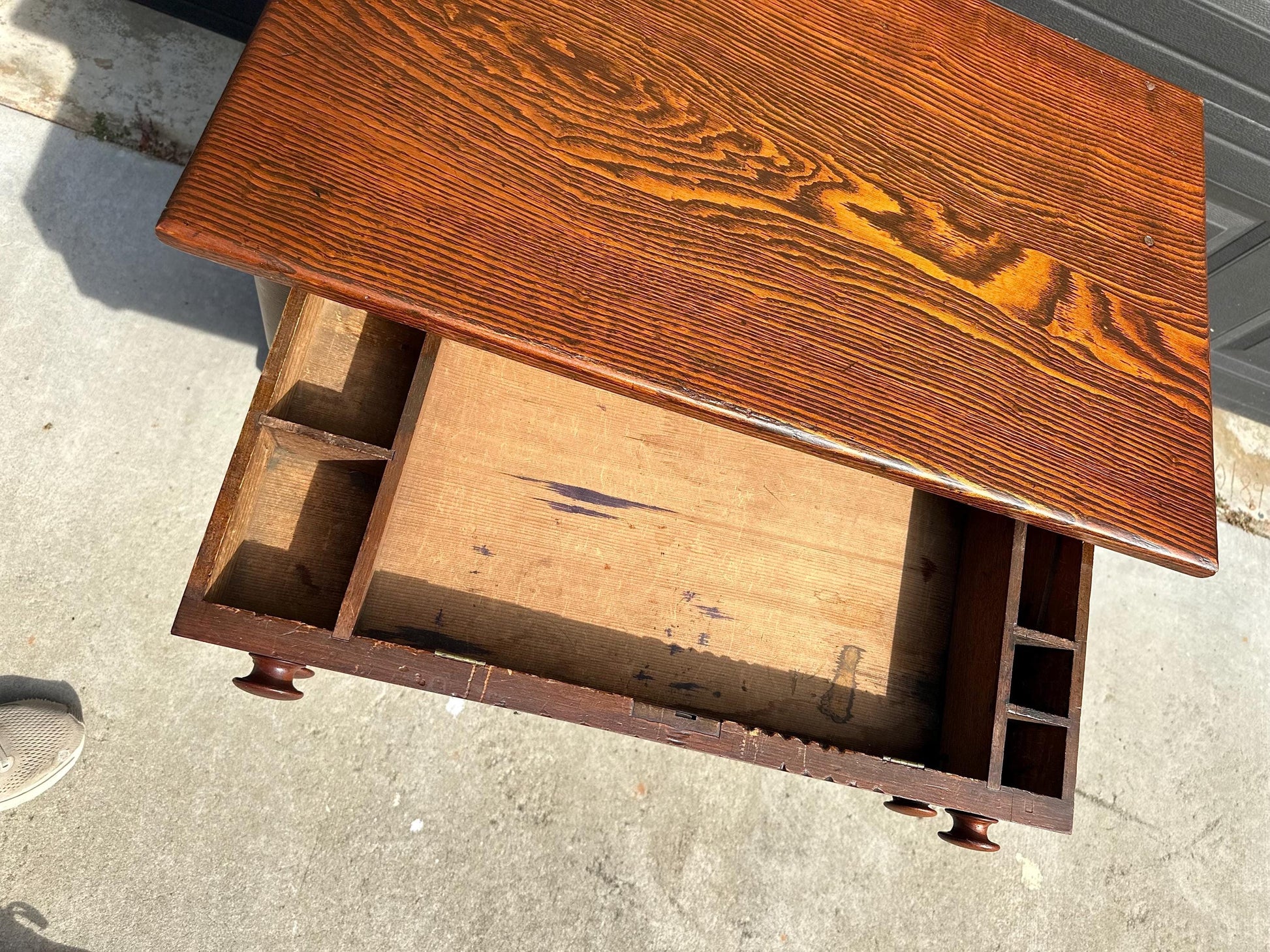 Antique Mid 19th Century Turned Bobbin Leg Two Drawer Walnut Accent Writing Table 30" Wide