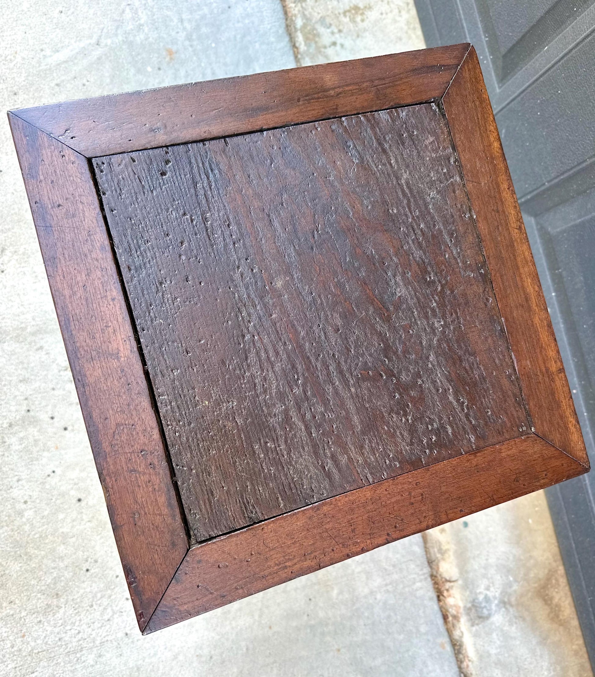 Antique Mid 19th Century Ornate Victorian Turned Leg Lift Top Storage Stool | Small Side Table 16" Wide