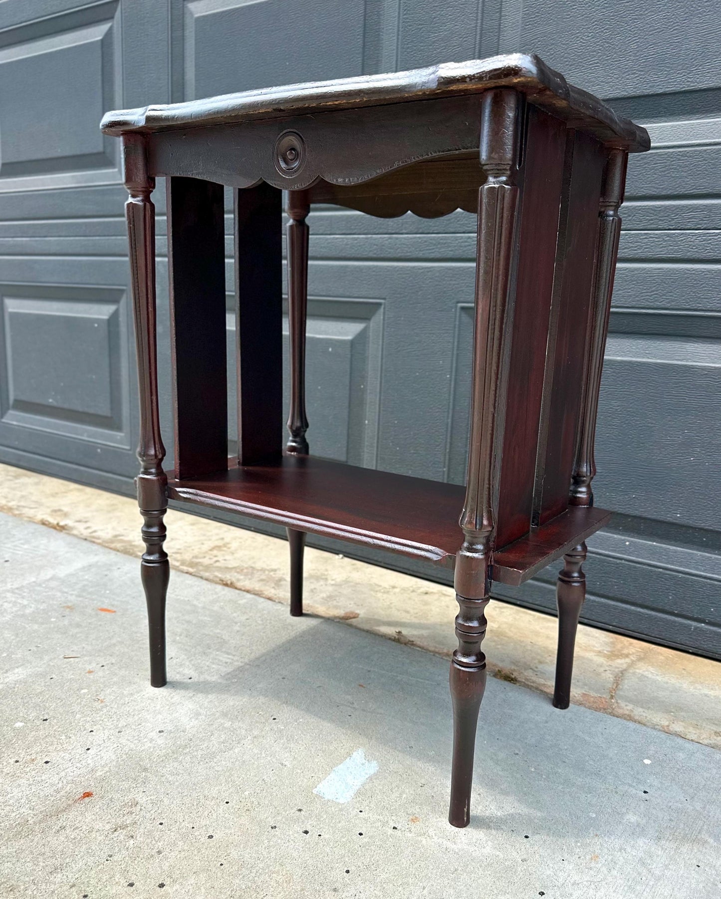 Antique Early 20th Century Edwardian Occasional Mahogany Two Tier Side Table 18" Wide