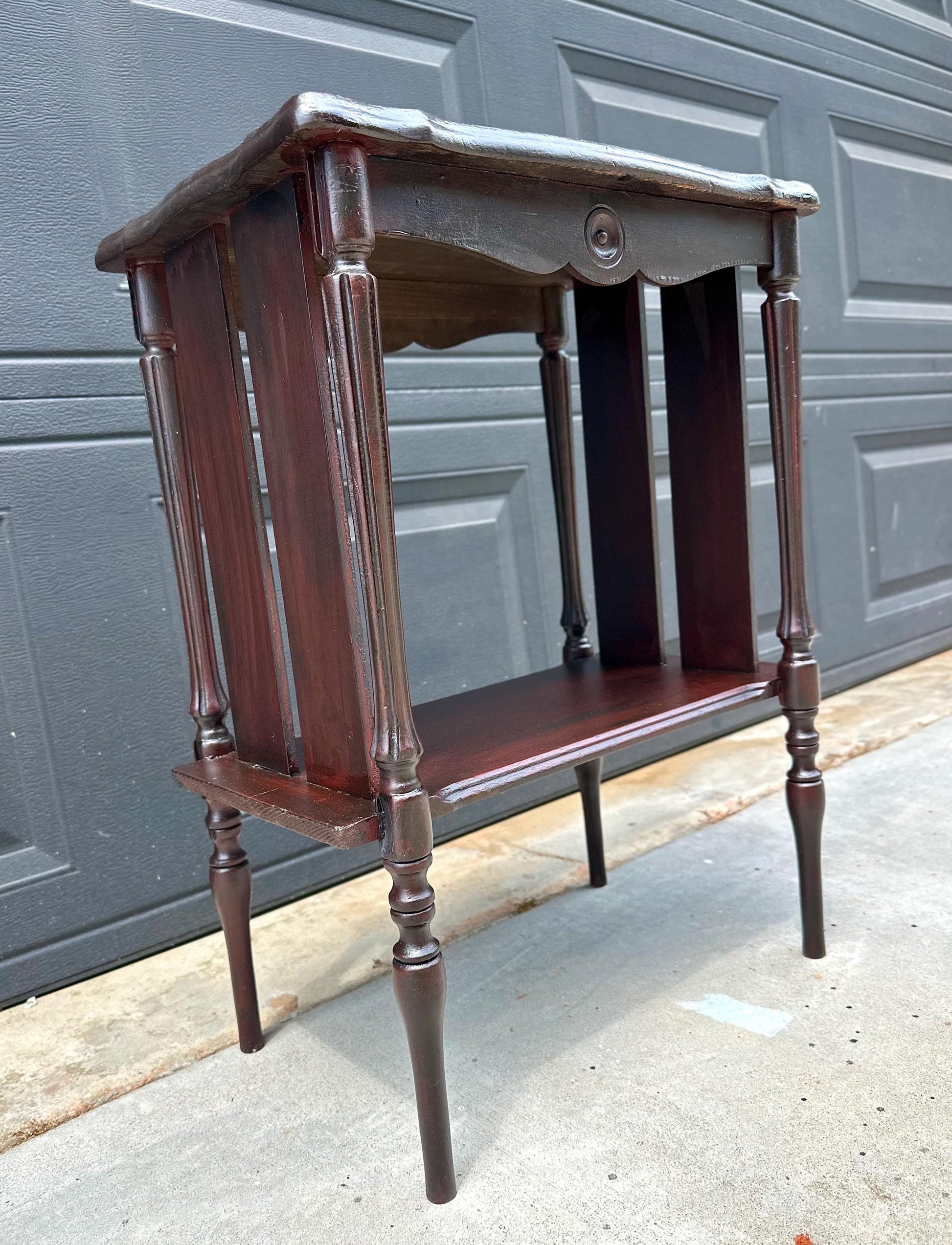 Antique Early 20th Century Edwardian Occasional Mahogany Two Tier Side Table 18" Wide