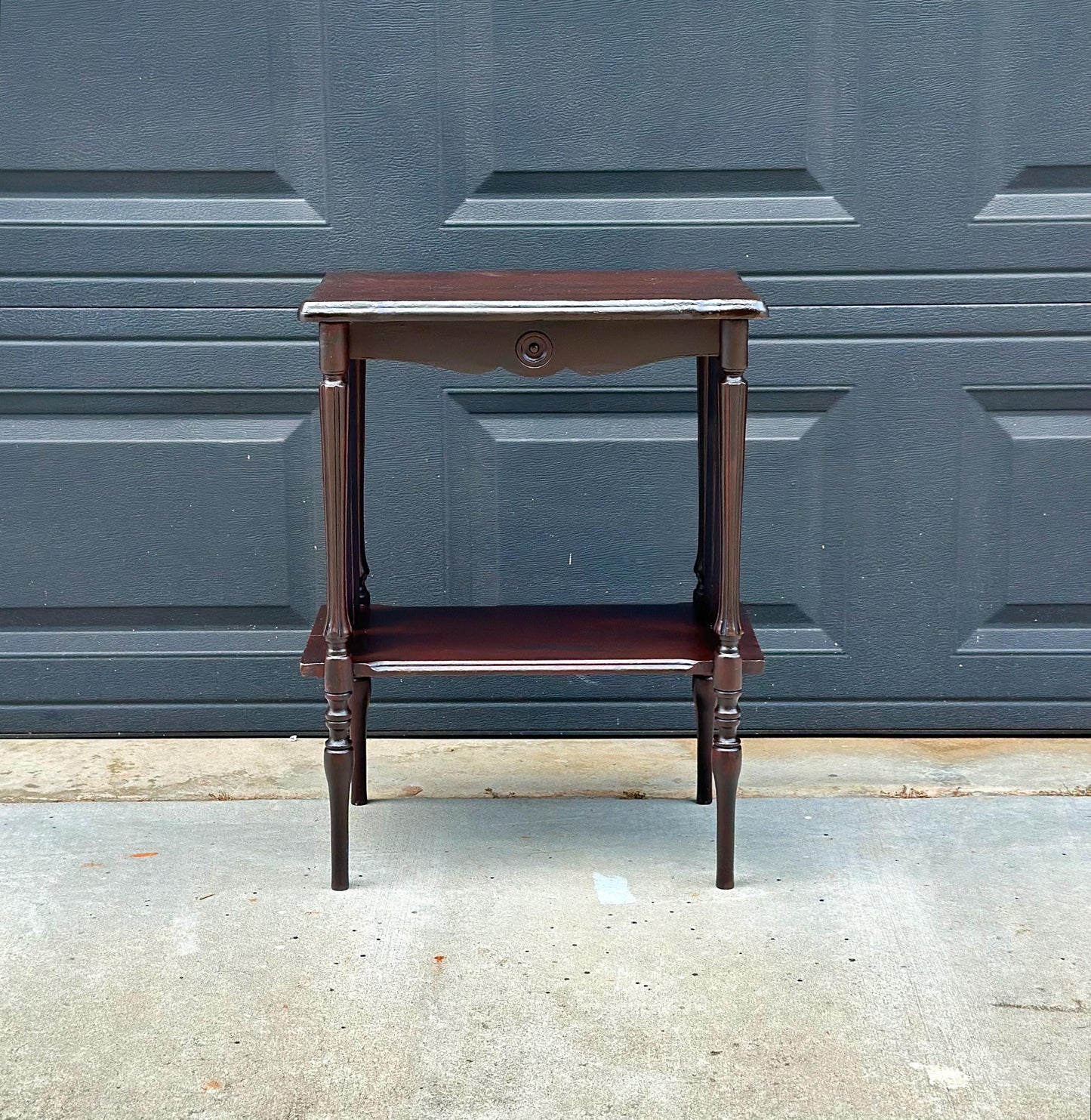 Antique Early 20th Century Edwardian Occasional Mahogany Two Tier Side Table 18" Wide