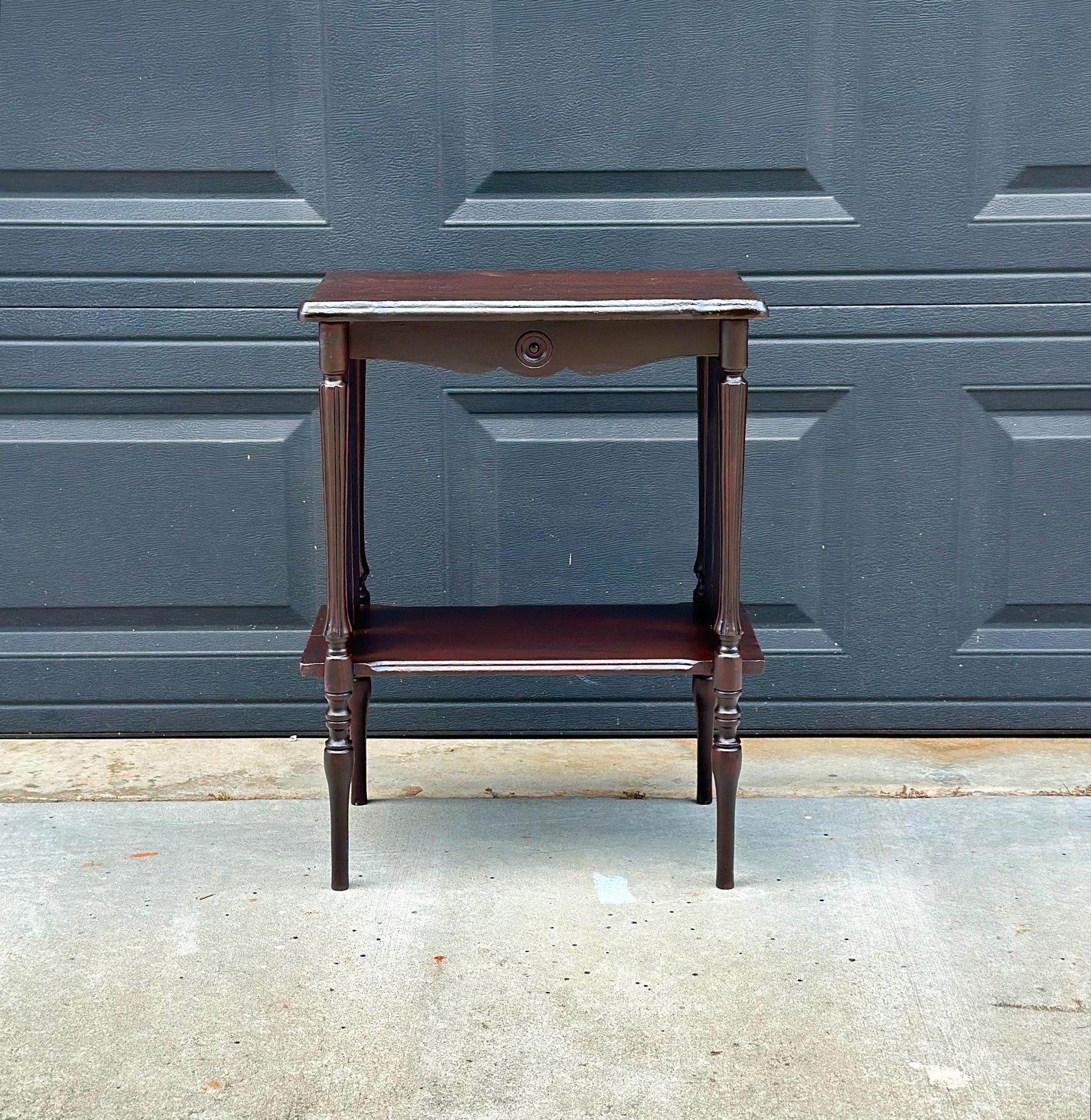 Antique Early 20th Century Edwardian Occasional Mahogany Two Tier Side Table 18" Wide