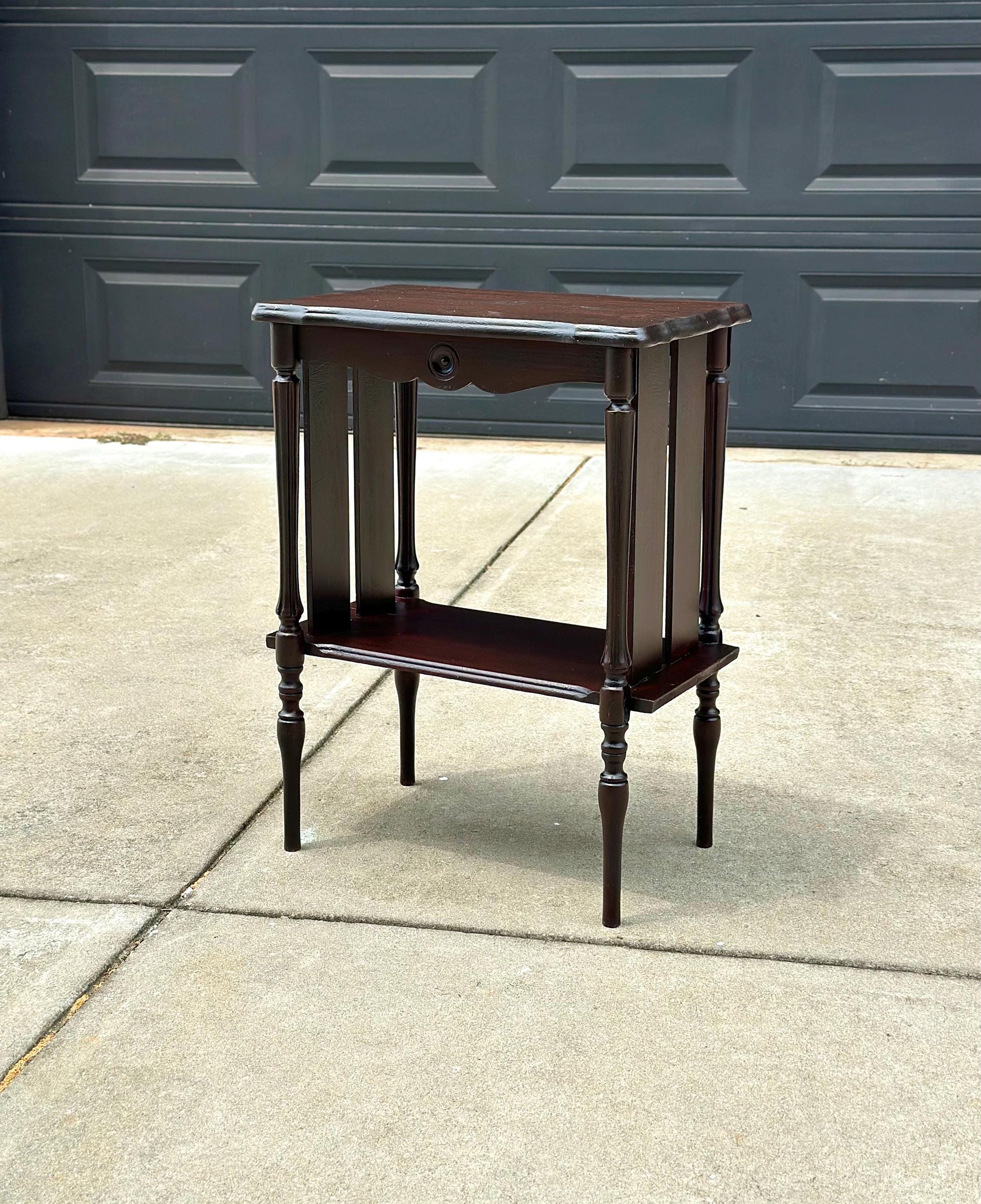 Antique Early 20th Century Edwardian Occasional Mahogany Two Tier Side Table 18" Wide