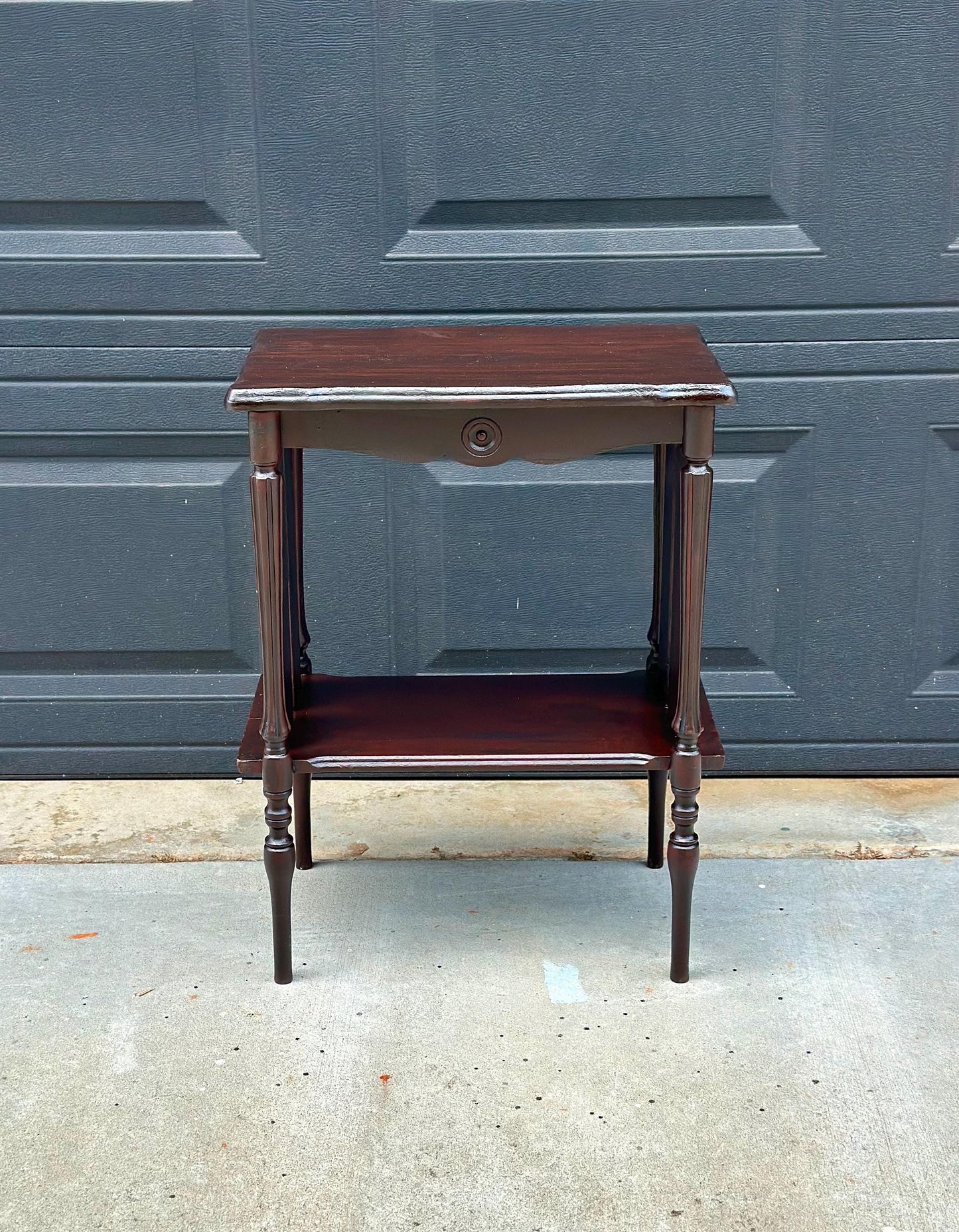Antique Early 20th Century Edwardian Occasional Mahogany Two Tier Side Table 18" Wide