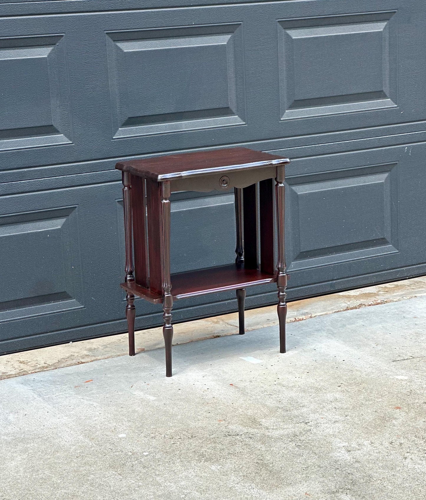 Antique Early 20th Century Edwardian Occasional Mahogany Two Tier Side Table 18" Wide
