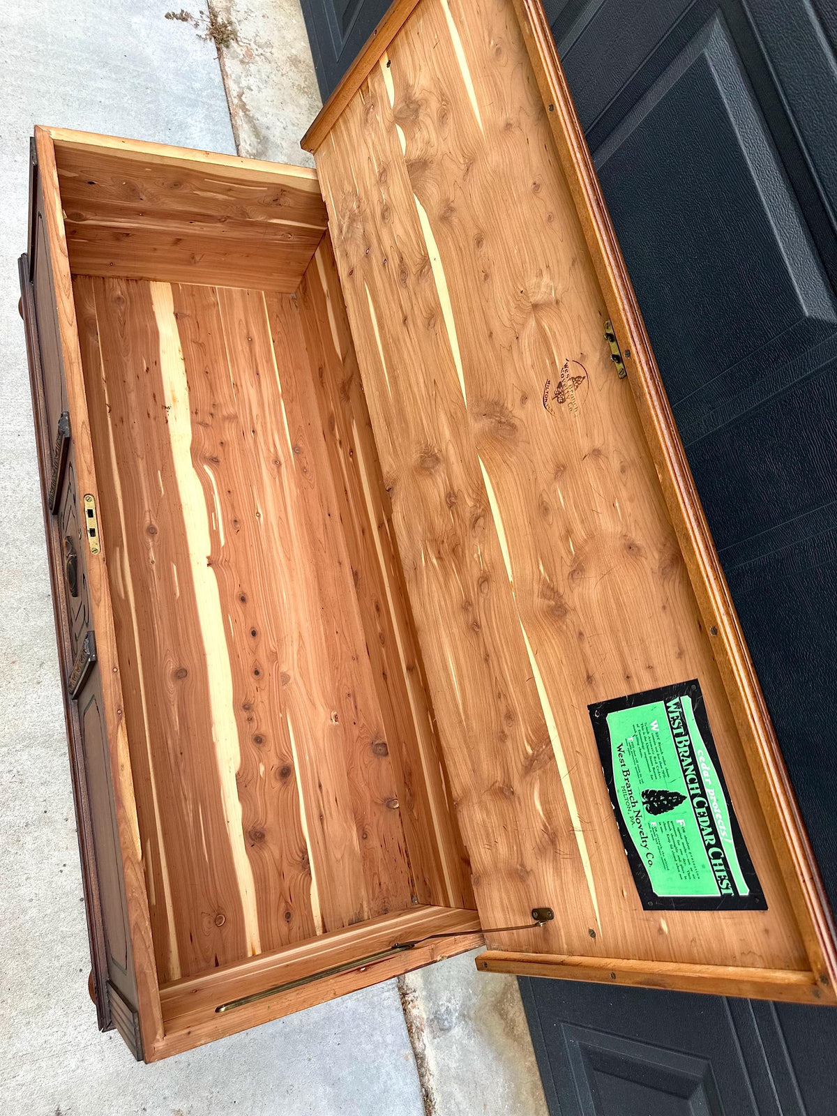 Antique Early 20th Century West Branch Cedar Trunk Lift Top Storage Entry Bench | Raised Wood Chest 45" Wide