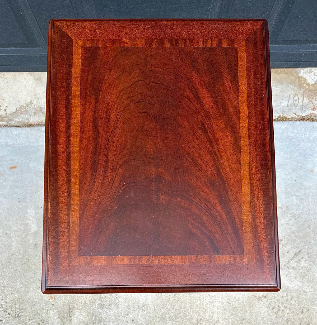Vintage Late 20th Century Banded Mahogany Wood Chippendale Side Table