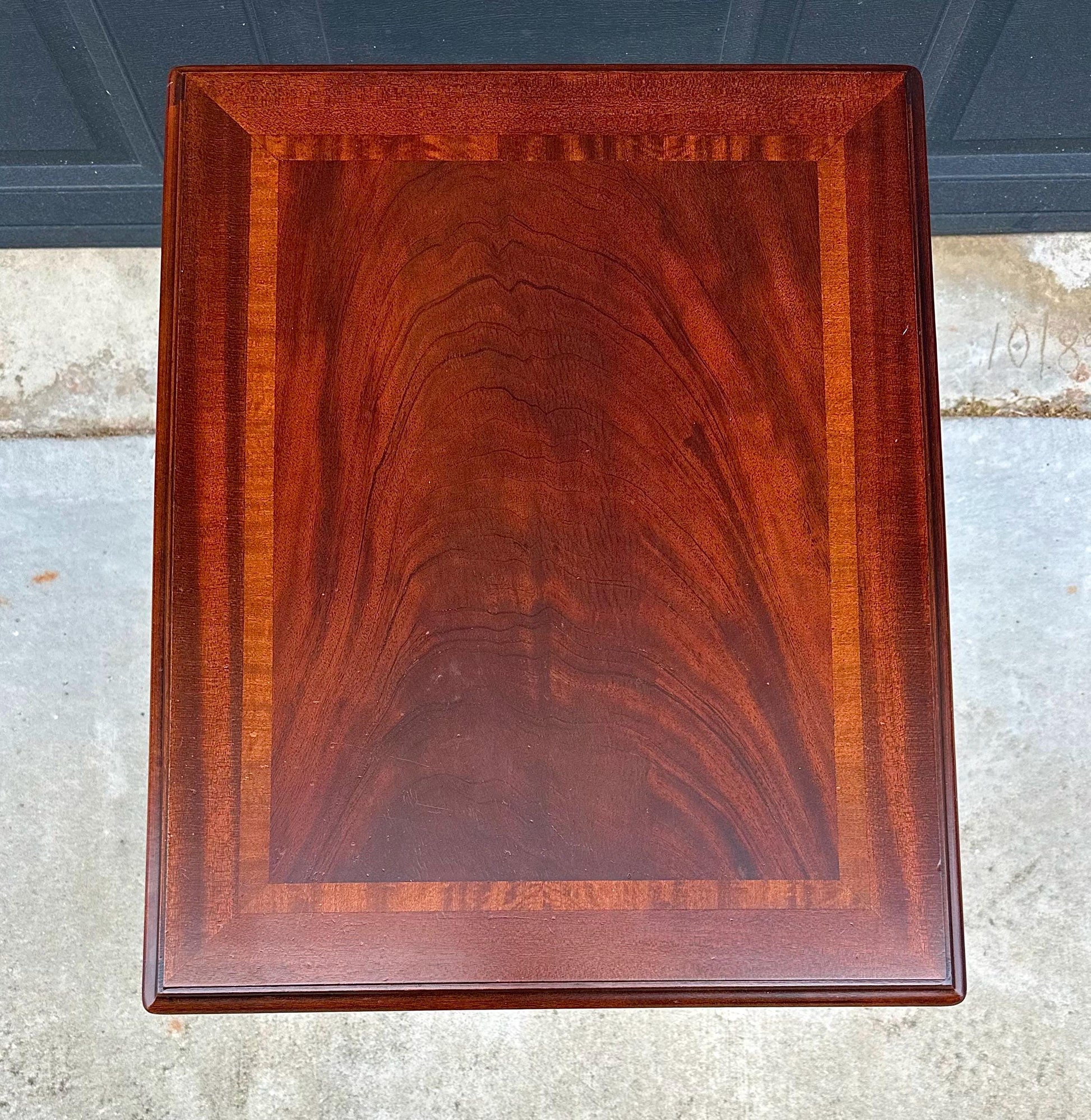 Vintage Late 20th Century Banded Mahogany Wood Chippendale Side Table