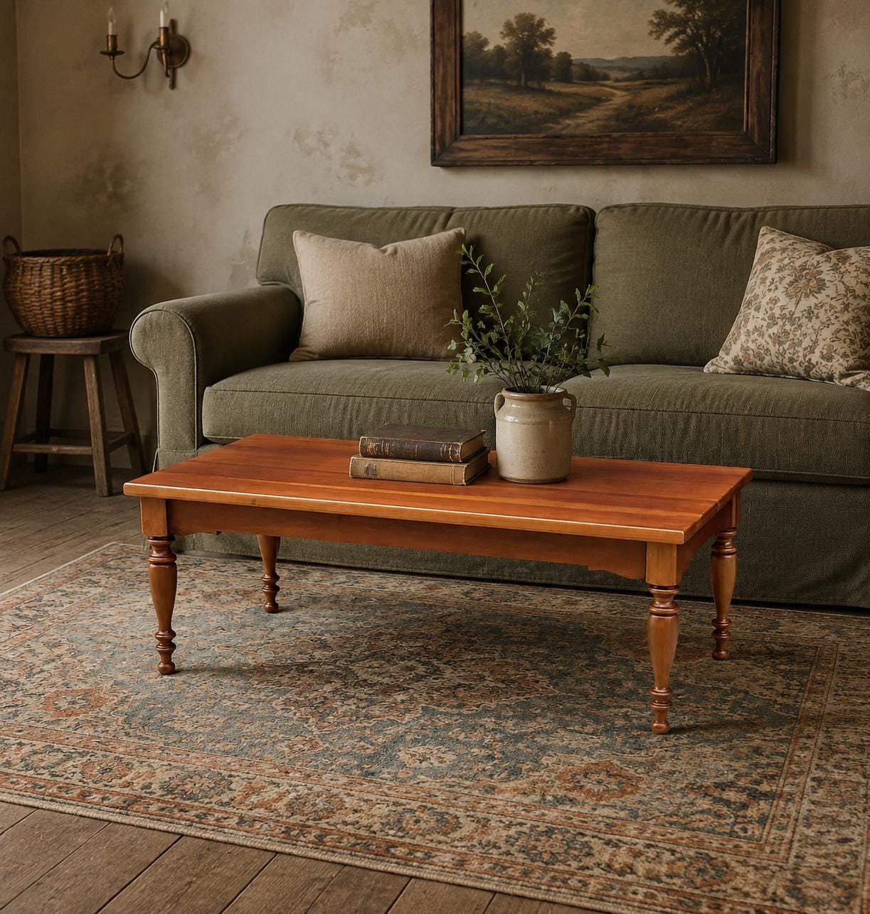 Vintage Mid 20th Century Solid Maple Farmhouse Coffee Table