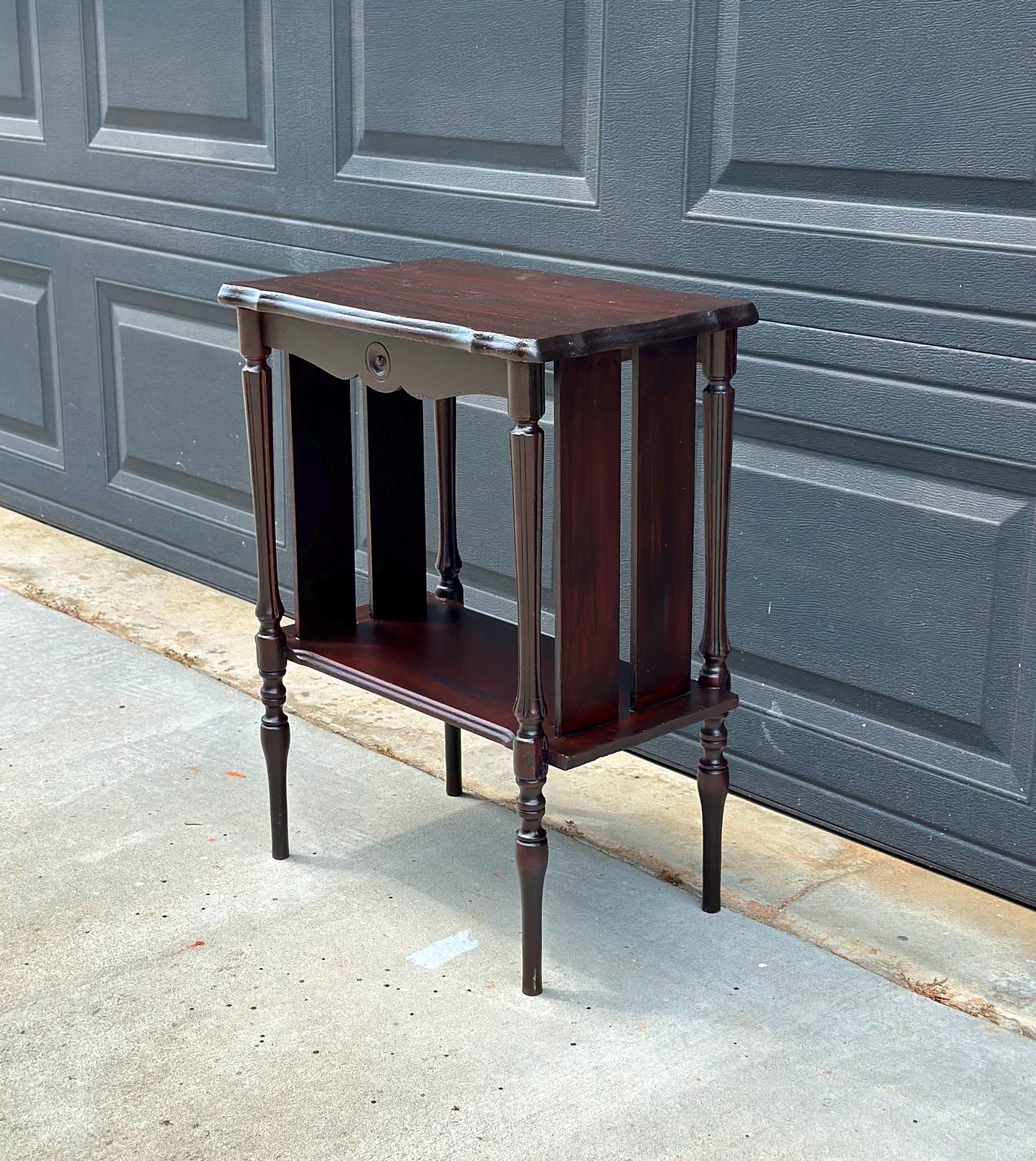 Antique Early 20th Century Edwardian Occasional Mahogany Two Tier Side Table 18" Wide