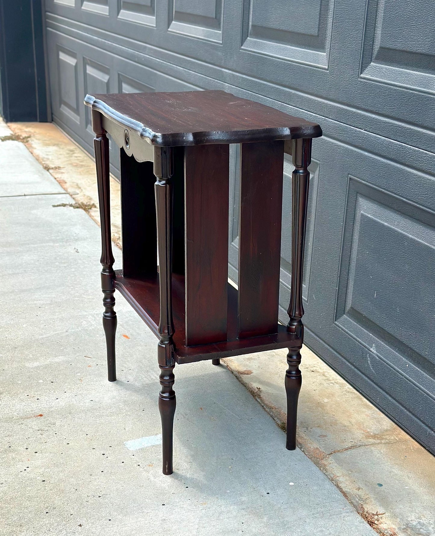 Antique Early 20th Century Edwardian Occasional Mahogany Two Tier Side Table 18" Wide