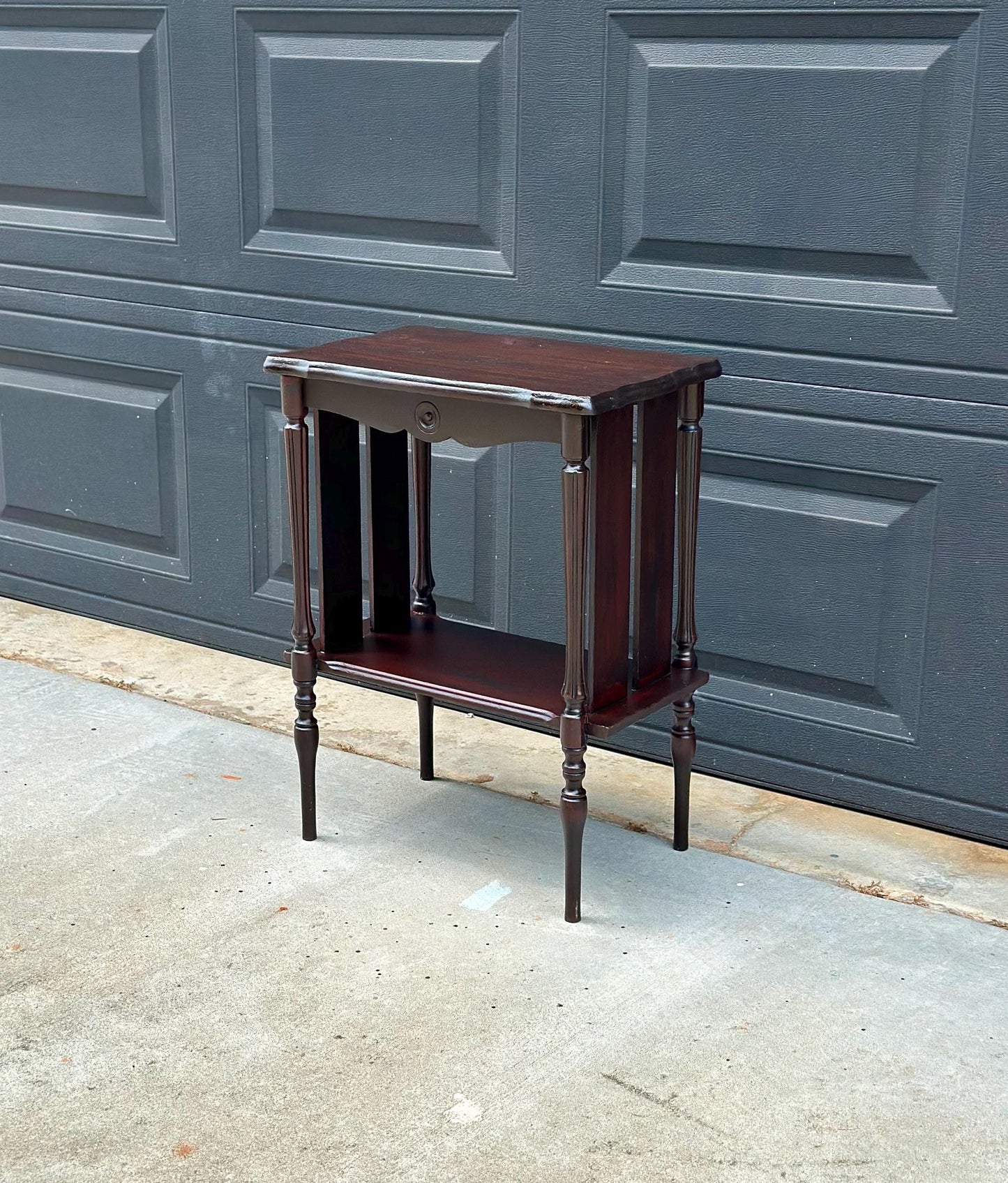 Antique Early 20th Century Edwardian Occasional Mahogany Two Tier Side Table 18" Wide