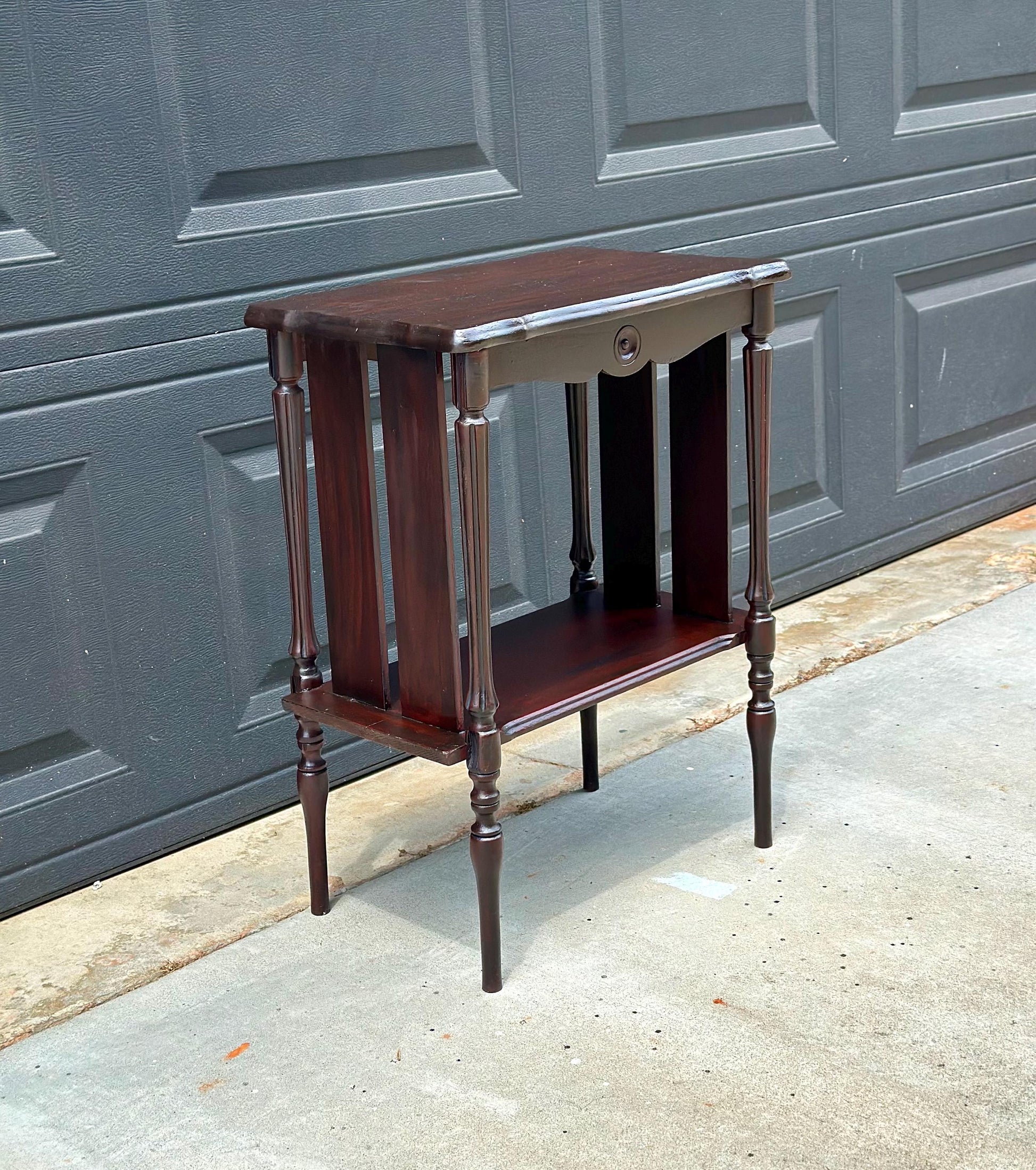 Antique Early 20th Century Edwardian Occasional Mahogany Two Tier Side Table 18" Wide