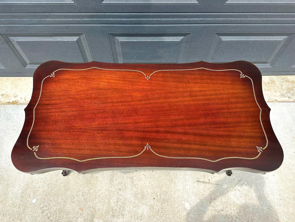 Vintage Early 20th Century Mahogany Serpentine Open Shelf Chippendale Coffee Table