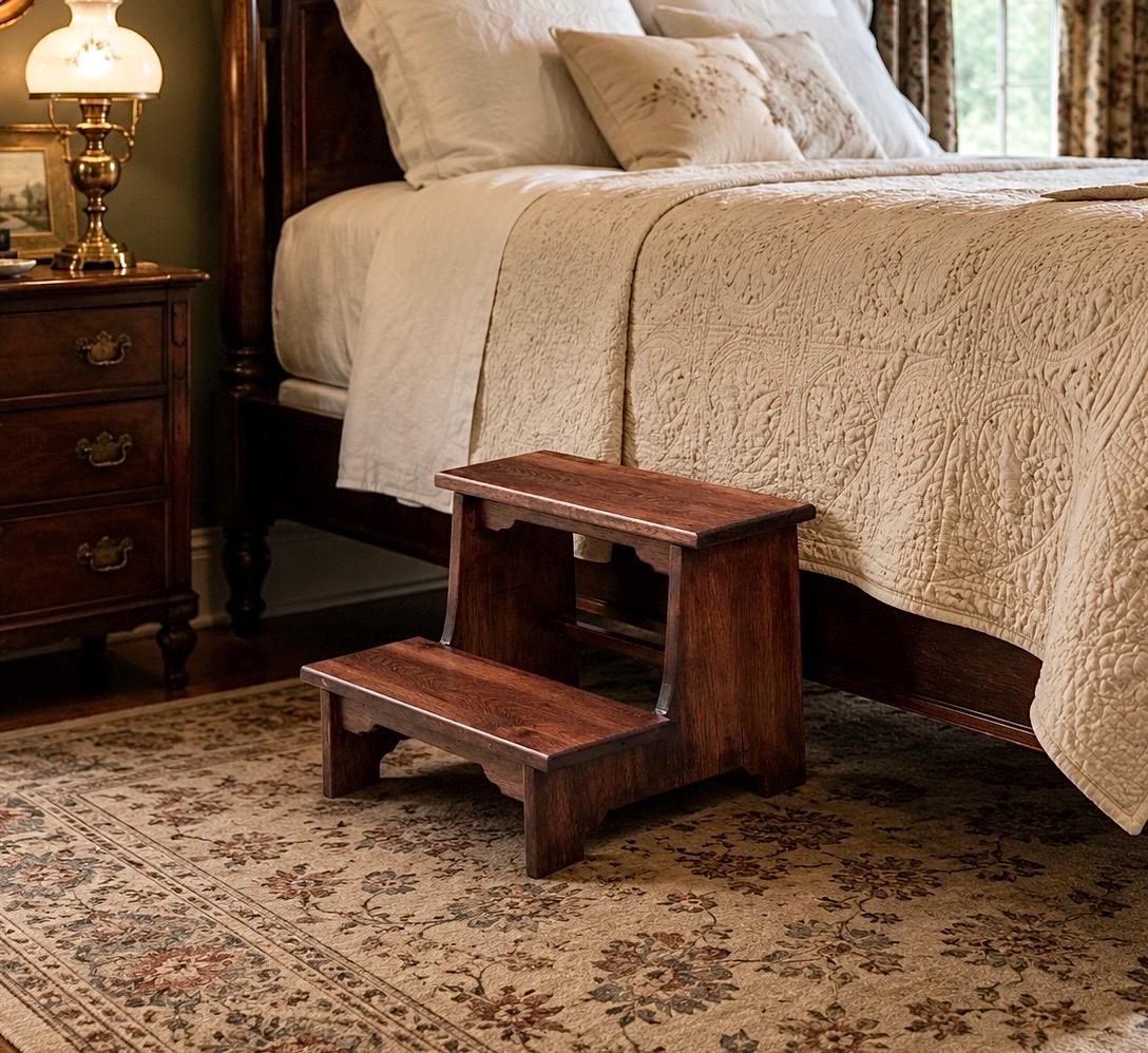 Custom Built Solid Hickory Wood Bed Steps HOLD FOR LISA**