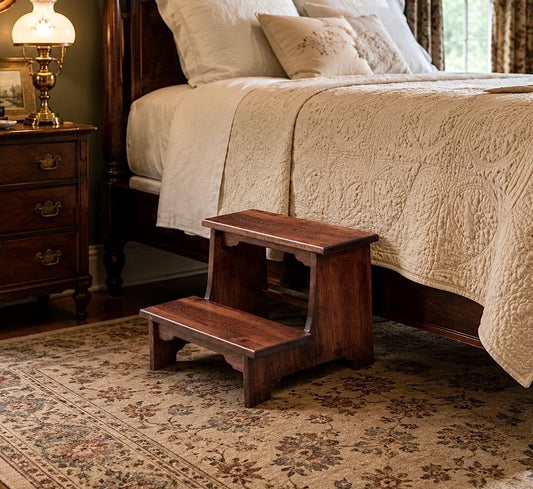 Custom Built Solid Hickory Wood Bed Steps HOLD FOR LISA**