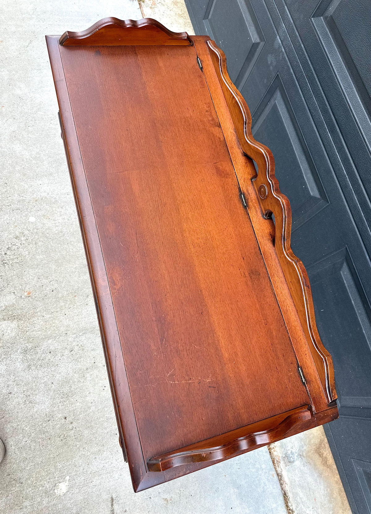 Antique Early 20th Century West Branch Cedar Trunk Lift Top Storage Entry Bench | Raised Wood Chest 45" Wide