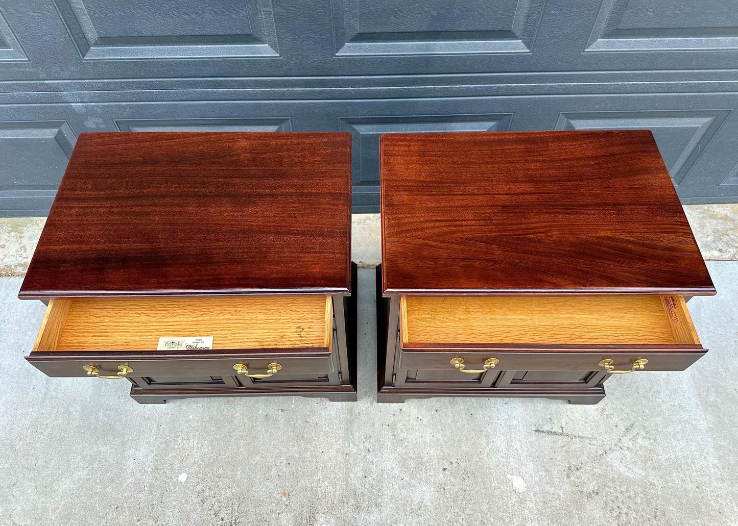 Vintage Late 20th Century Henkel Harris Solid Wood Cabinet Nightstands with Drawer – a Pair
