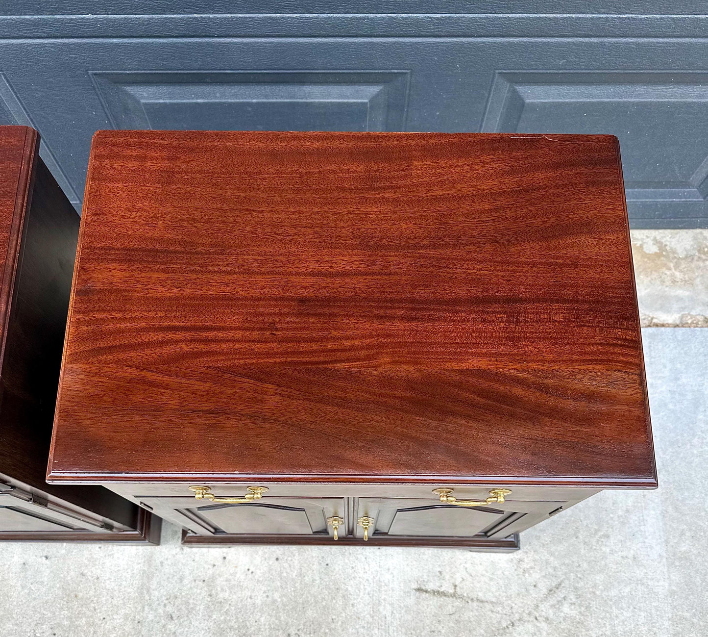 Vintage Late 20th Century Henkel Harris Solid Wood Cabinet Nightstands with Drawer – a Pair