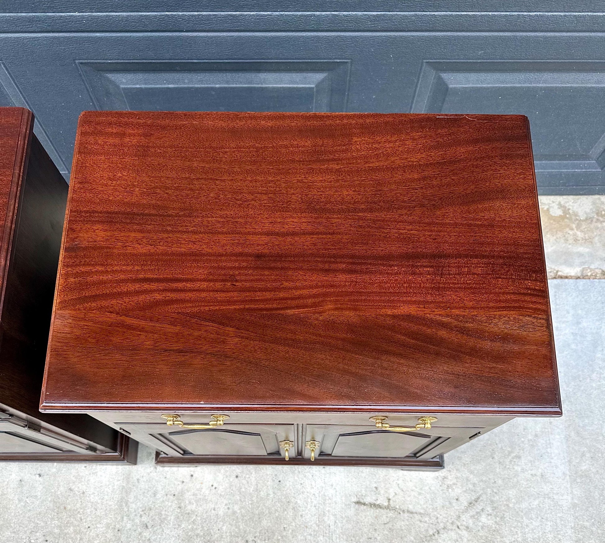 Vintage Late 20th Century Henkel Harris Solid Wood Cabinet Nightstands with Drawer – a Pair