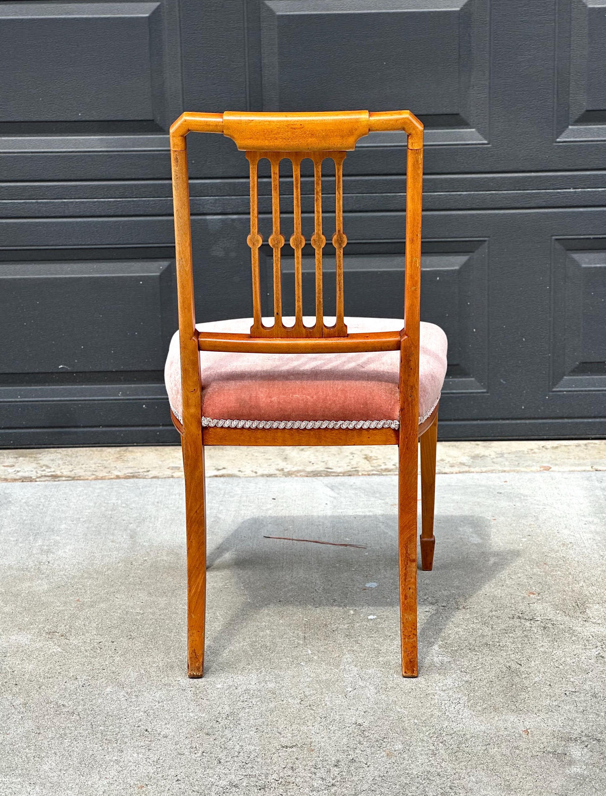 Antique Late 19th C Edwardian Sheraton Inlaid Yew Wood Upholstered Chair 18" Wide