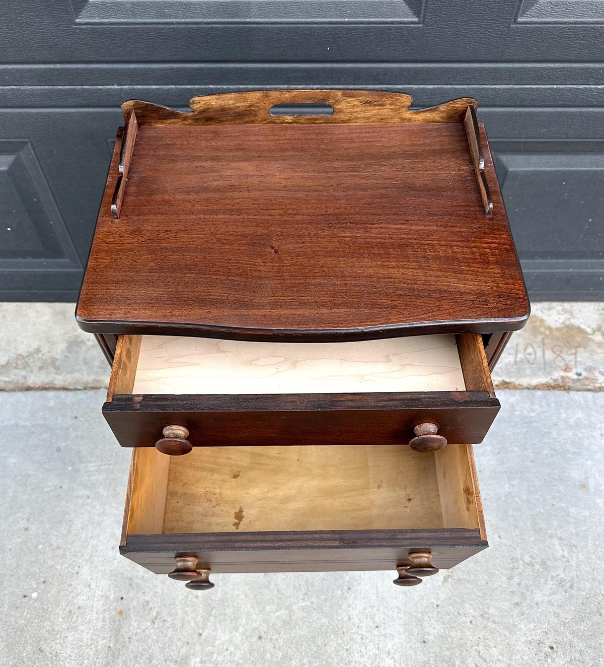 Antique Early 20th C Mahogany English Country Side Accent Table 17.75" Wide