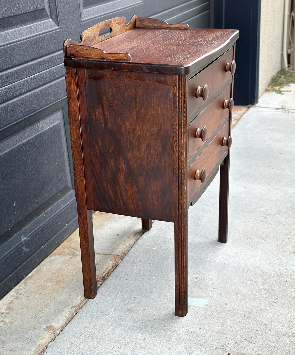 Antique Early 20th C Mahogany English Country Side Accent Table 17.75" Wide