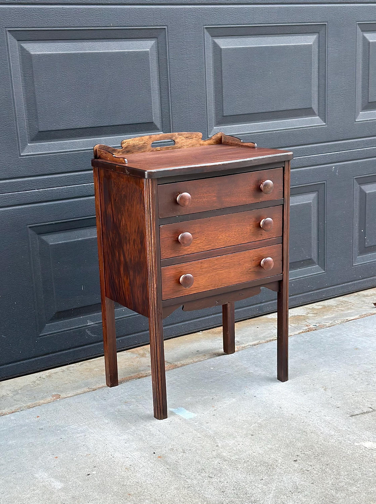 Antique Early 20th C Mahogany English Country Side Accent Table 17.75" Wide