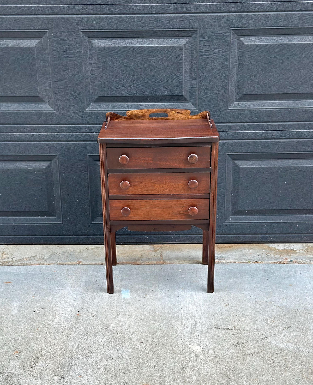 Antique Early 20th C Mahogany English Country Side Accent Table 17.75" Wide