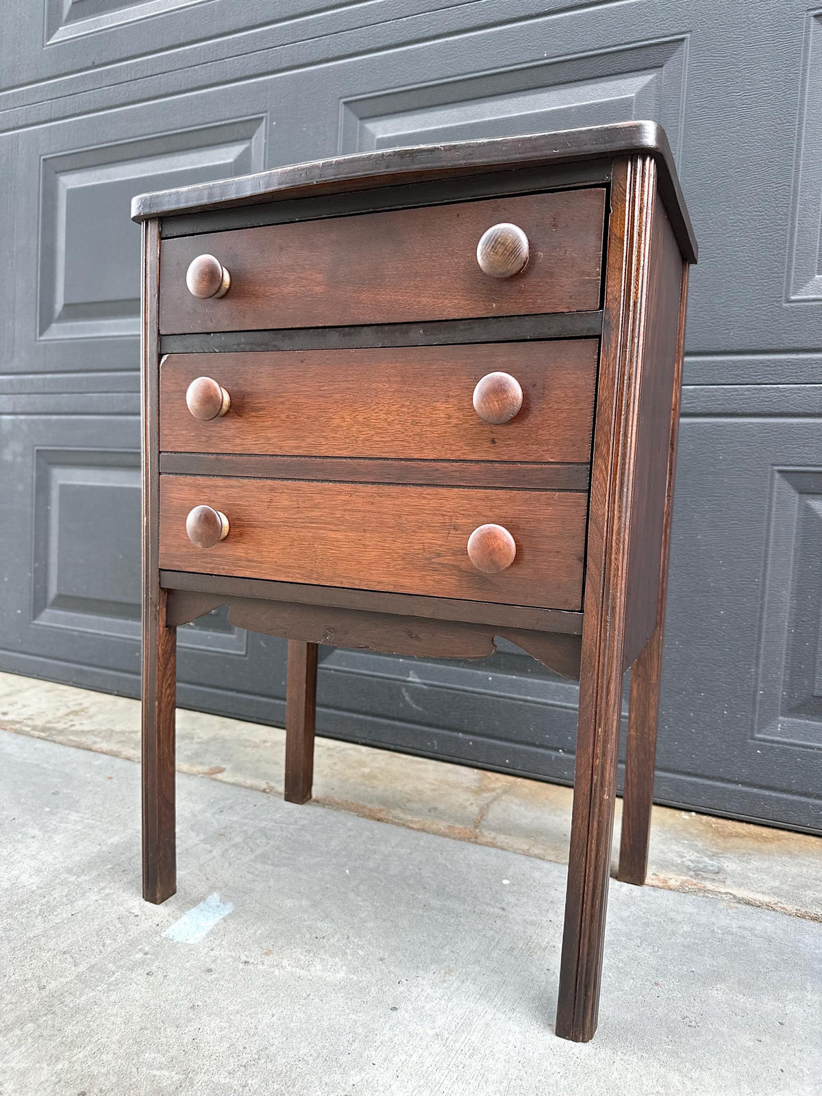 Antique Early 20th C Mahogany English Country Side Accent Table 17.75" Wide