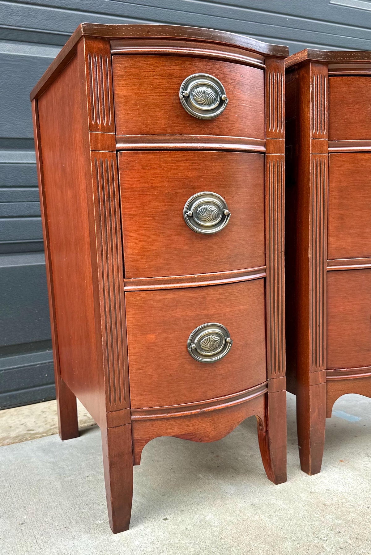Vintage Mid 20th Century Traditional Mahogany Narrow Storage End Tables 13.25" Wide - a Pair