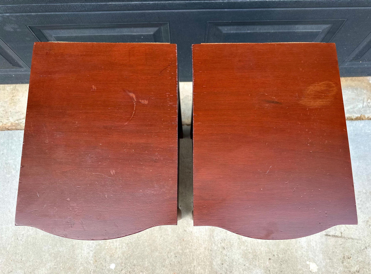 Vintage Mid 20th Century Traditional Mahogany Narrow Storage End Tables 13.25" Wide - a Pair