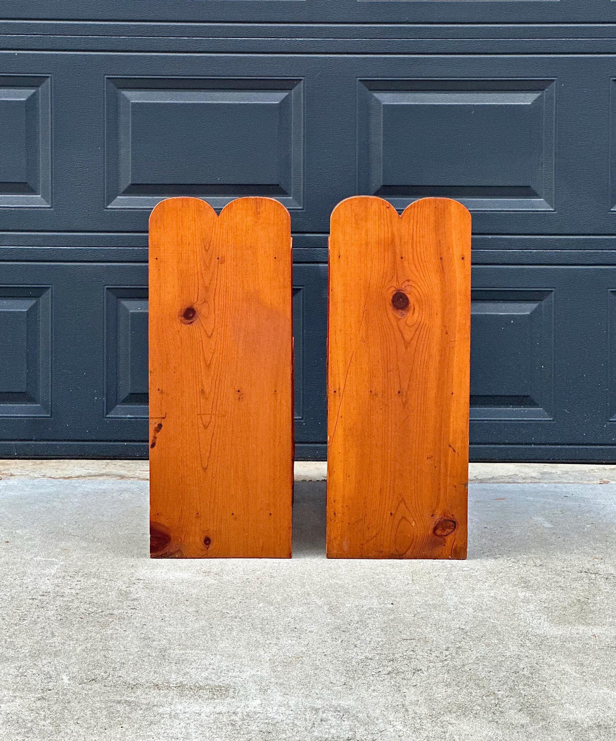 Vintage Mid 20th C Solid Pine Open Shelf Narrow Side Tables 11.5" Wide - a Pair
