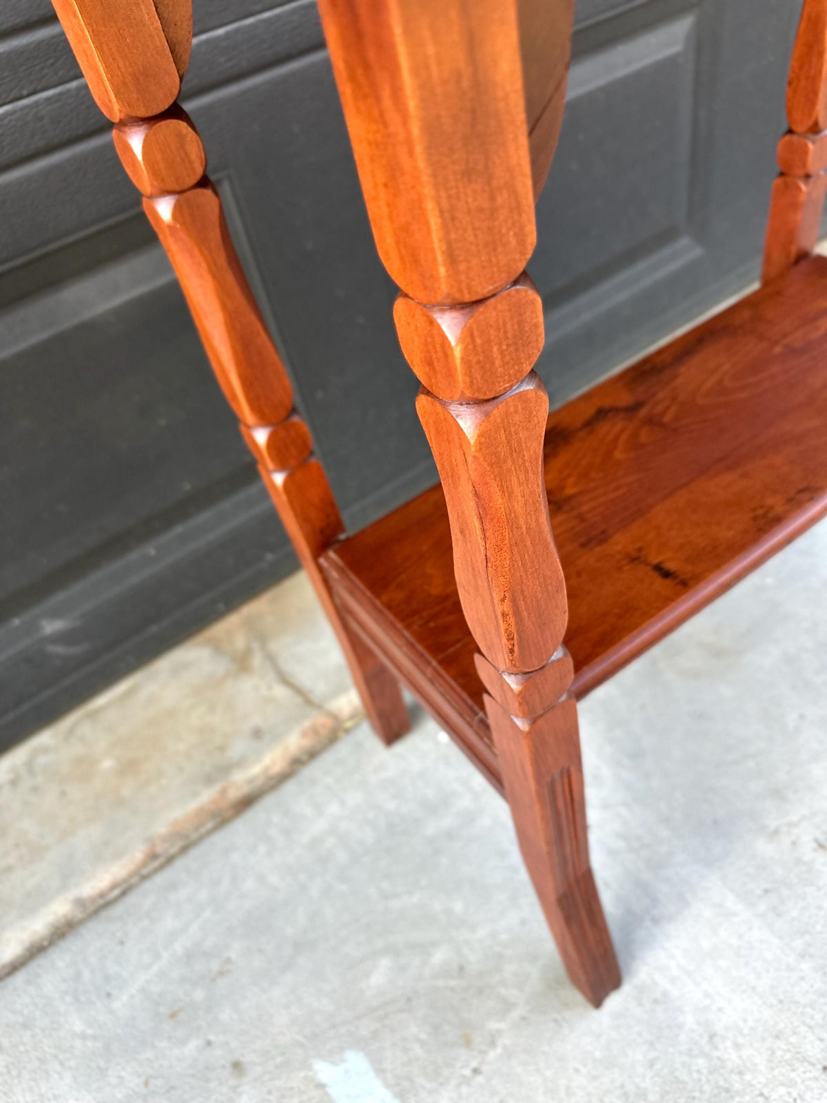 Antique Late 19th C Maple Turned Leg Two Tier Hall Accent Table 25" Wide