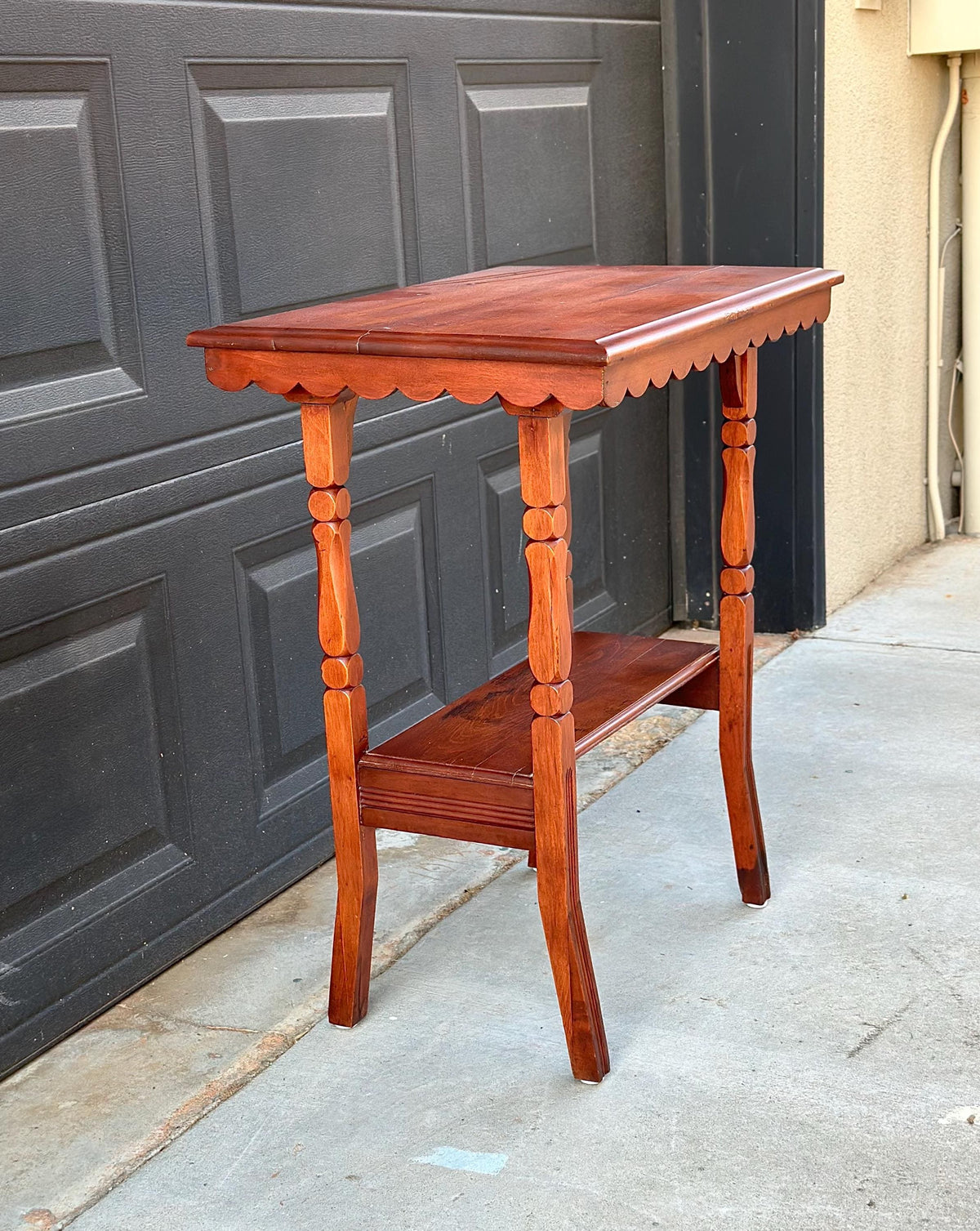 Antique Late 19th C Maple Turned Leg Two Tier Hall Accent Table 25" Wide