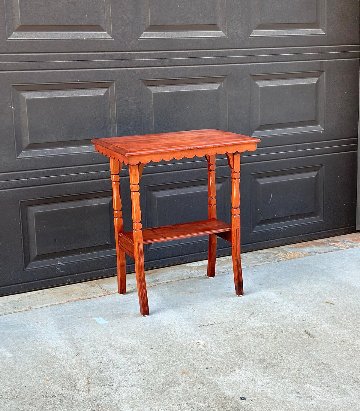 Antique Late 19th C Maple Turned Leg Two Tier Hall Accent Table 25" Wide