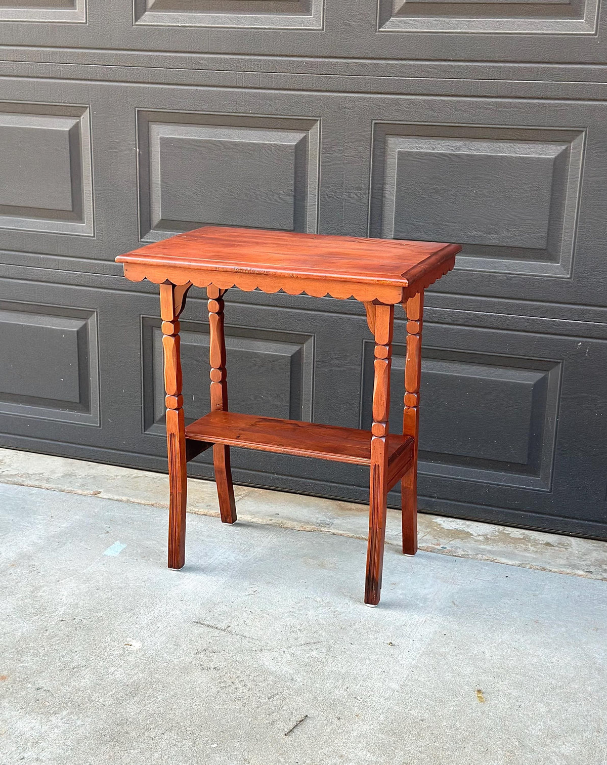Antique Late 19th C Maple Turned Leg Two Tier Hall Accent Table 25" Wide