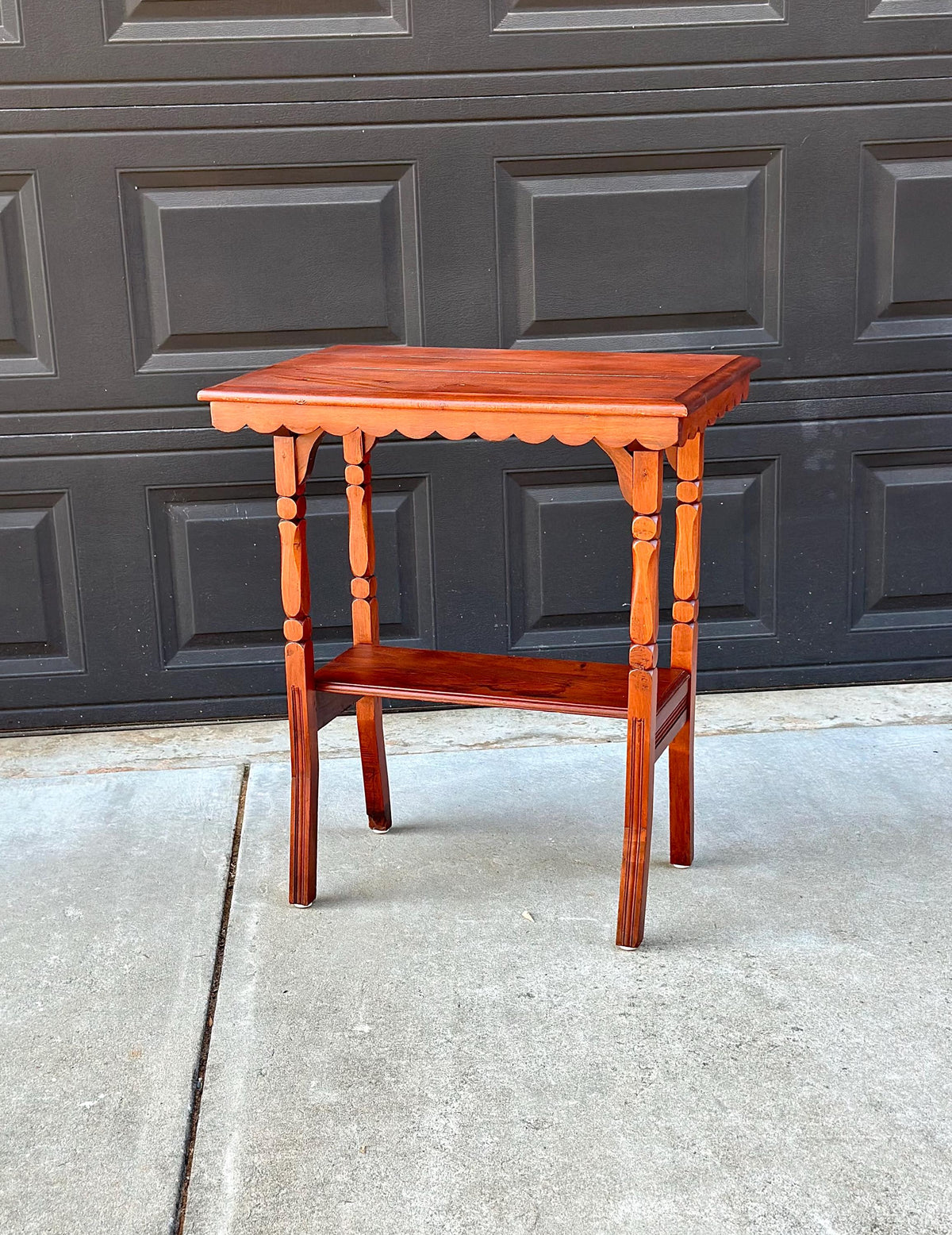 Antique Late 19th C Maple Turned Leg Two Tier Hall Accent Table 25" Wide