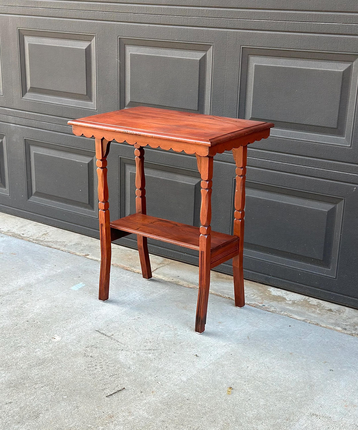 Antique Late 19th C Maple Turned Leg Two Tier Hall Accent Table 25" Wide