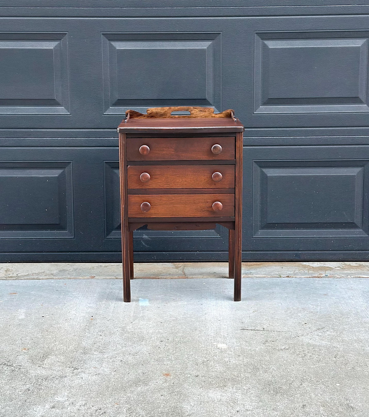 Antique Early 20th C Mahogany English Country Side Accent Table 17.75" Wide