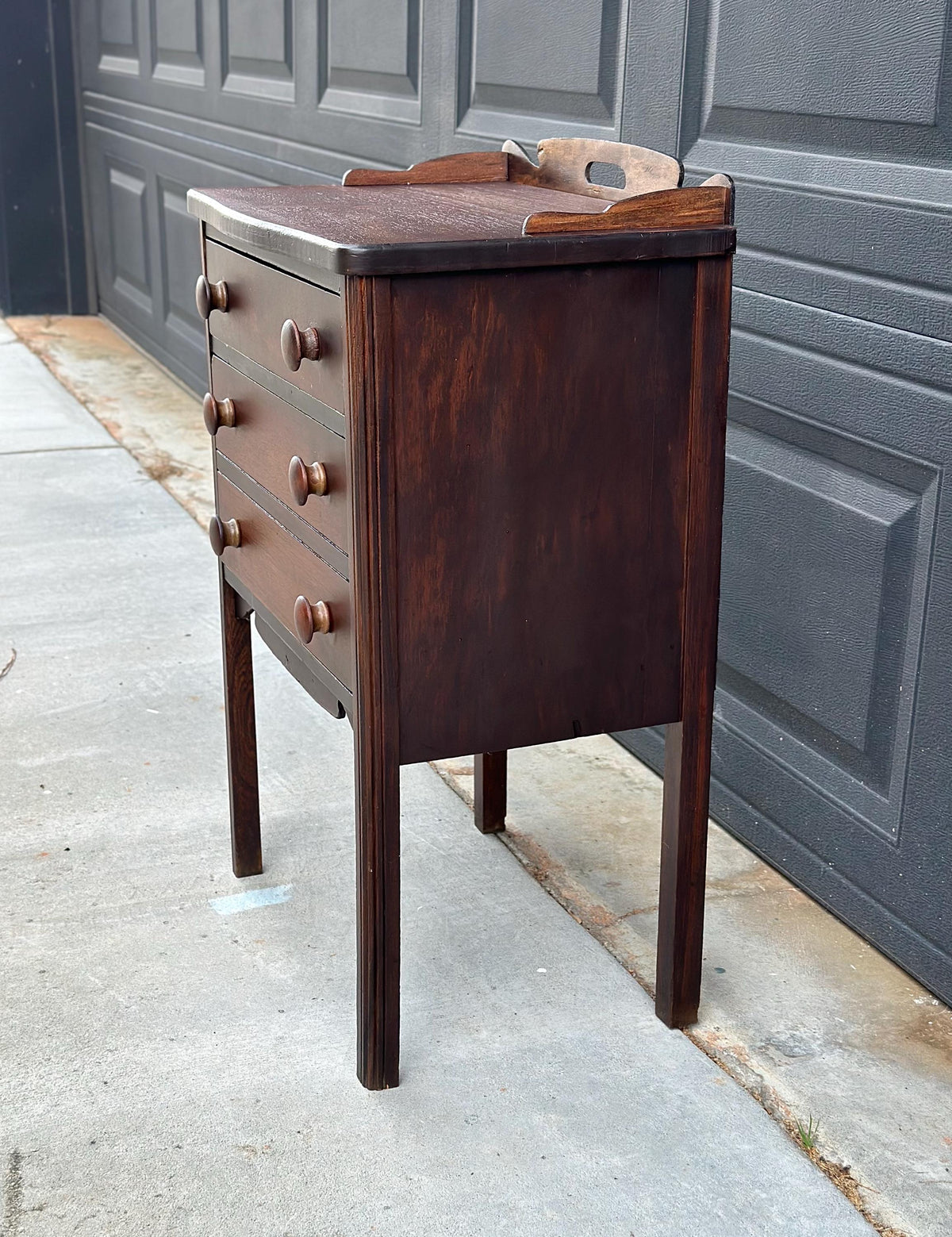 Antique Early 20th C Mahogany English Country Side Accent Table 17.75" Wide