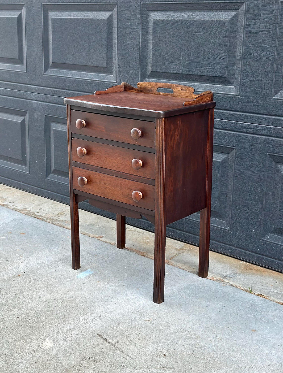 Antique Early 20th C Mahogany English Country Side Accent Table 17.75" Wide