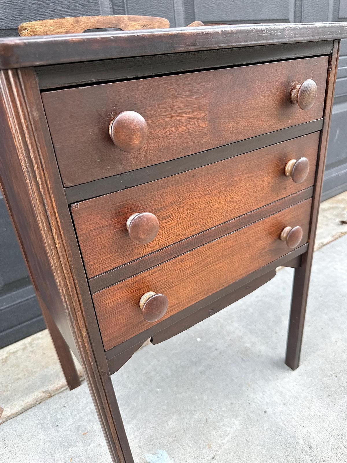 Antique Early 20th C Mahogany English Country Side Accent Table 17.75" Wide