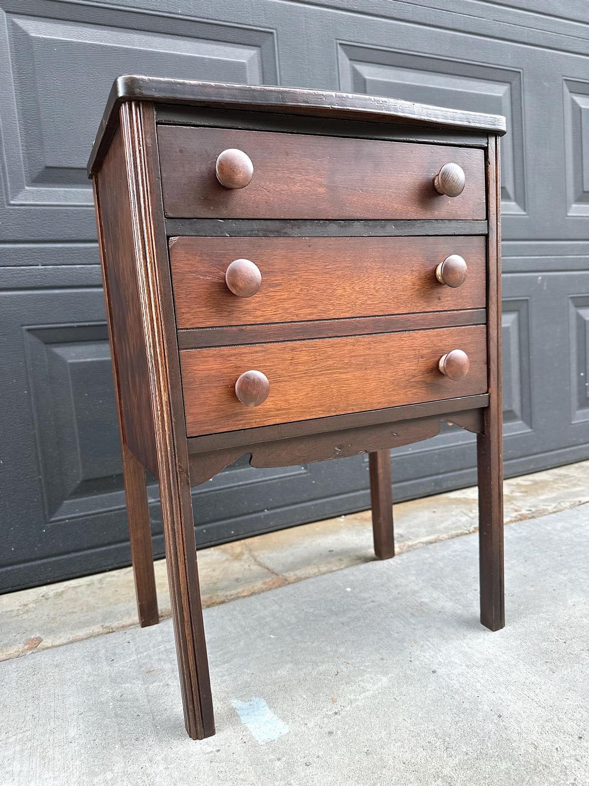 Antique Early 20th C Mahogany English Country Side Accent Table 17.75" Wide