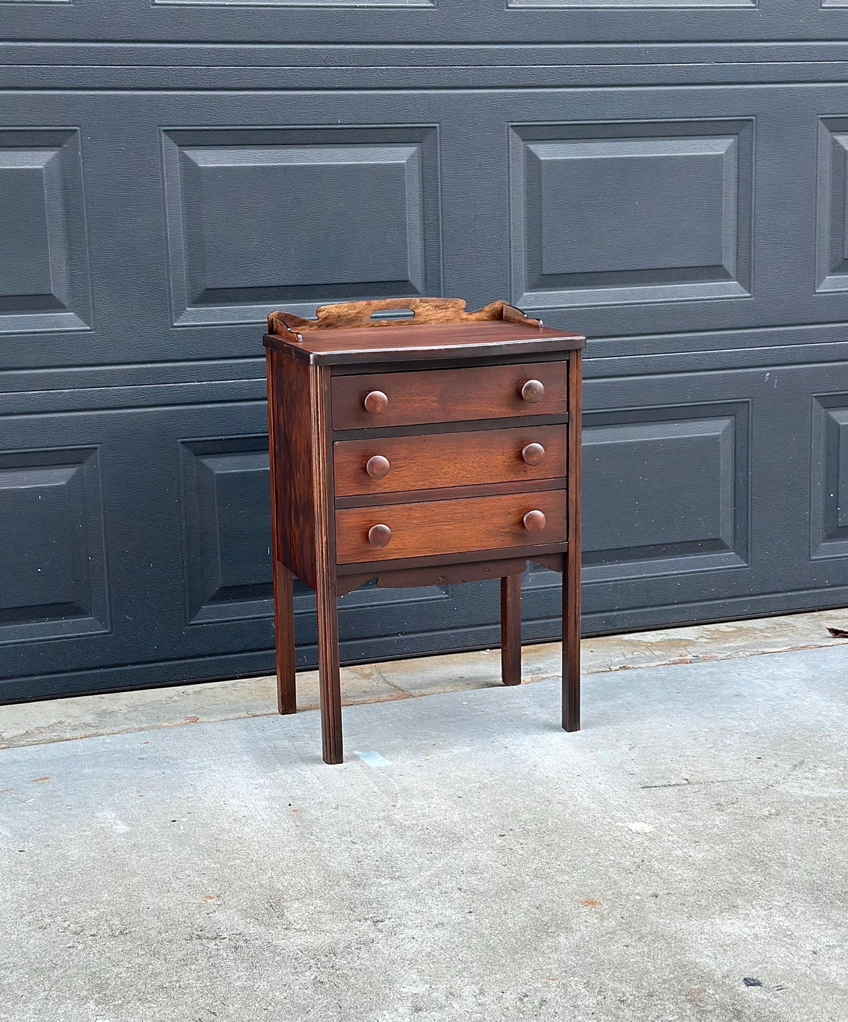 Antique Early 20th C Mahogany English Country Side Accent Table 17.75" Wide