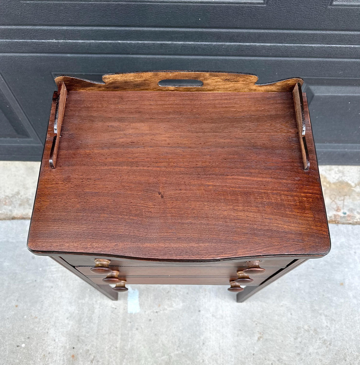 Antique Early 20th C Mahogany English Country Side Accent Table 17.75" Wide