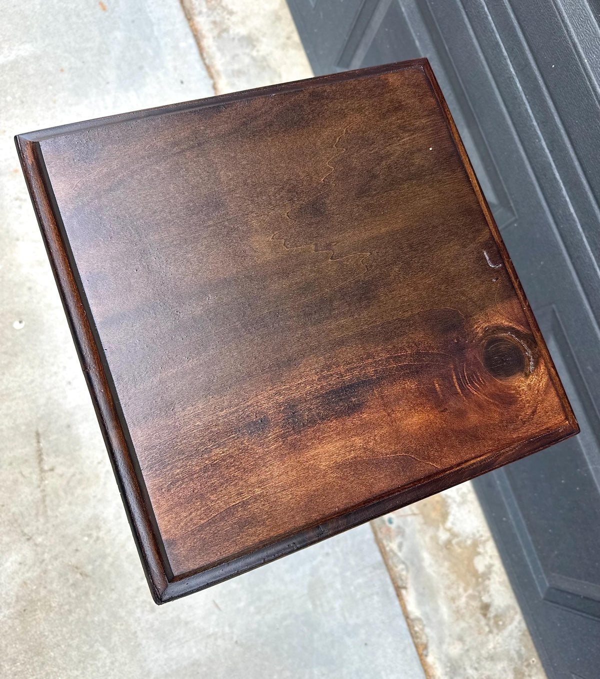 Antique Early 20th C Dark Wood Turned Leg Side Table with Drawer 14.75" Wide