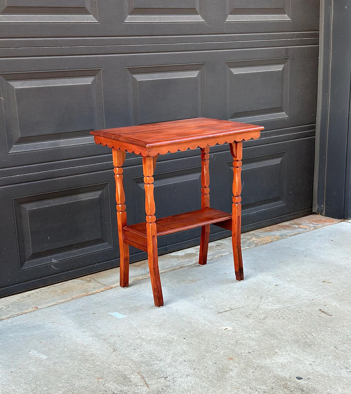 Antique Late 19th C Maple Turned Leg Two Tier Hall Accent Table 25" Wide
